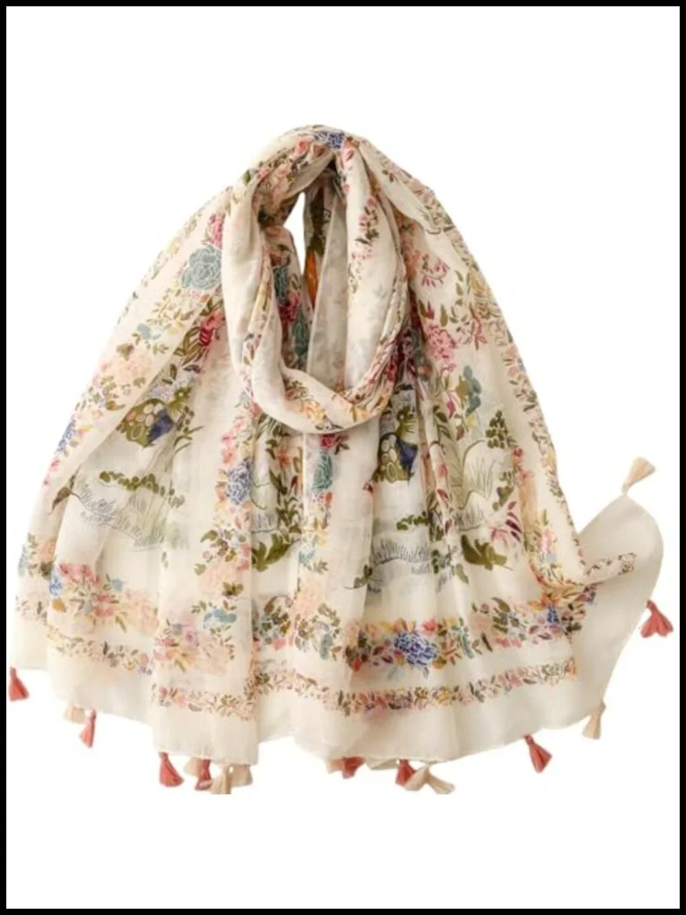 Boho Fringed Beaded Pashmina Scarf Wrap Shawl Lightweight Oversized Women's